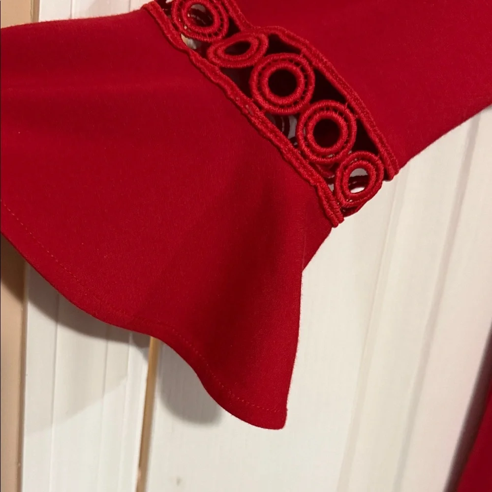 The Limited Red Blouse with Bell Sleeves - Picture 4 of 11